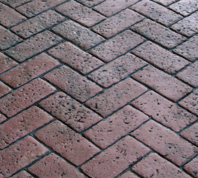 Zigzag paver stamped concrete.